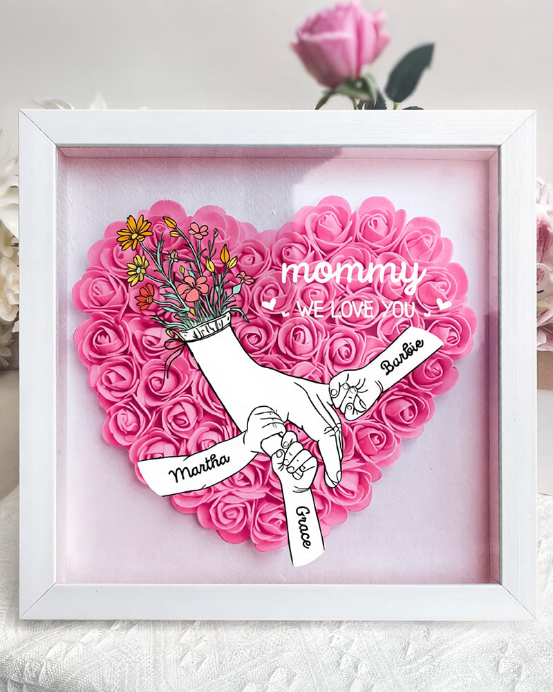 Curvvvy® Personalized 'We Love You Mom' 3D Rose Floral Shadow Box Frame