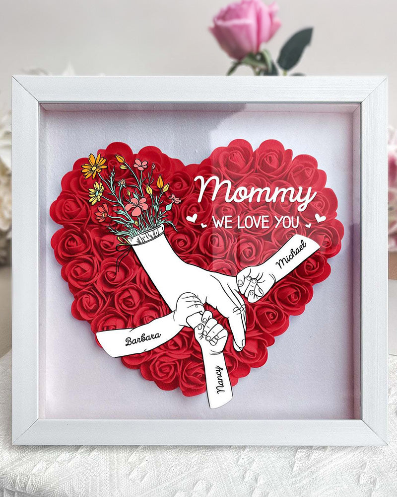 Curvvvy® Personalized 'We Love You Mom' 3D Rose Floral Shadow Box Frame