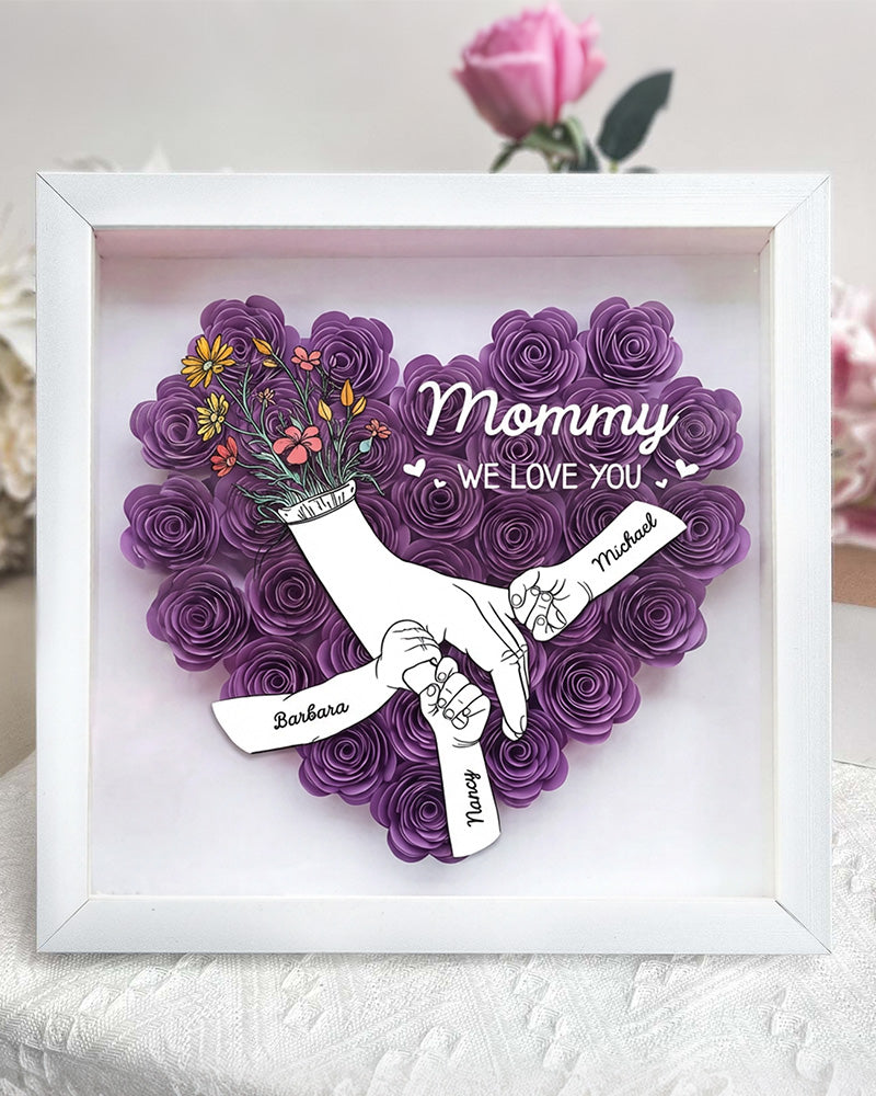 Curvvvy® Personalized 'We Love You Mom' 3D Rose Floral Shadow Box Frame
