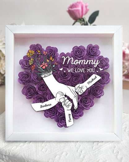 Curvvvy® Personalized 'We Love You Mom' 3D Rose Floral Shadow Box Frame