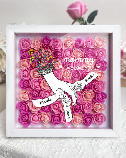 Curvvvy® Personalized 'We Love You Mom' 3D Rose Floral Shadow Box Frame