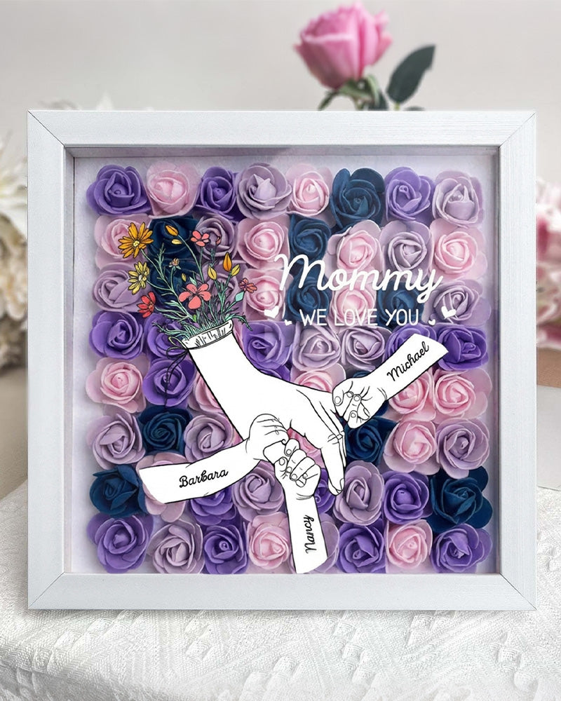 Curvvvy® Personalized 'We Love You Mom' 3D Rose Floral Shadow Box Frame