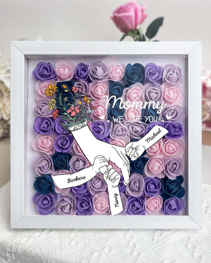 Curvvvy® Personalized 'We Love You Mom' 3D Rose Floral Shadow Box Frame