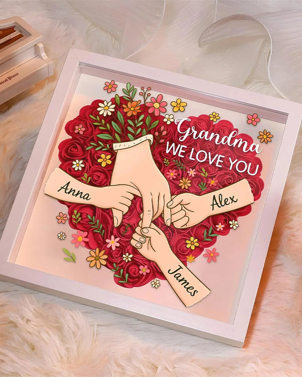 Curvvvy® Personalized 'We Love You Mom' 3D Rose Floral Shadow Box Frame