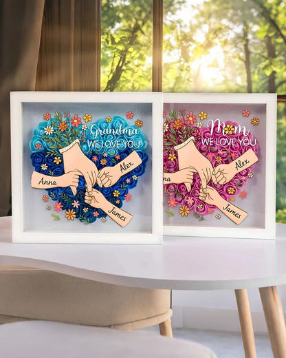 Curvvvy® Personalized 'We Love You Mom' 3D Rose Floral Shadow Box Frame