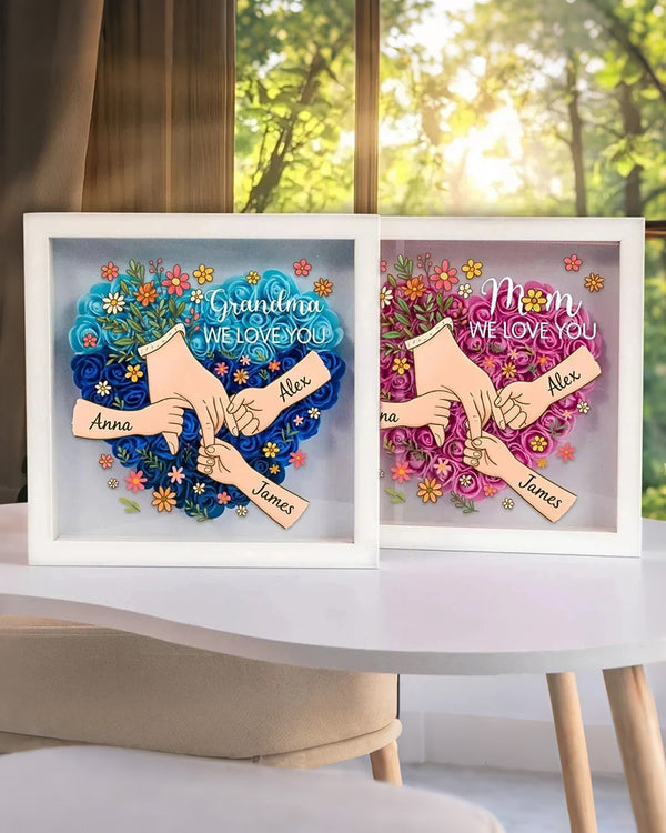 Curvvvy® Personalized 'We Love You Mom' 3D Rose Floral Shadow Box Frame