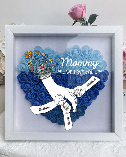 Curvvvy® Personalized 'We Love You Mom' 3D Rose Floral Shadow Box Frame