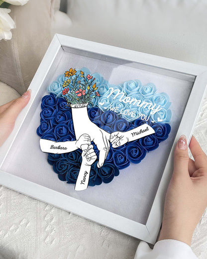 Curvvvy® Personalized 'We Love You Mom' 3D Rose Floral Shadow Box Frame