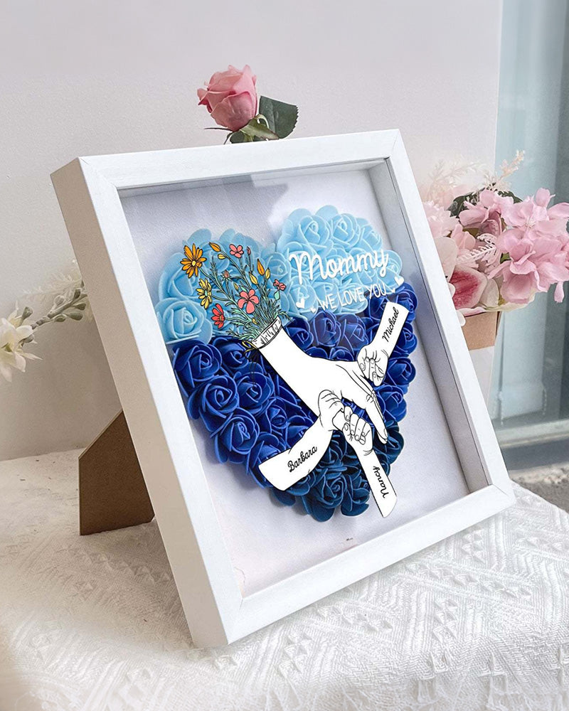 Curvvvy® Personalized 'We Love You Mom' 3D Rose Floral Shadow Box Frame