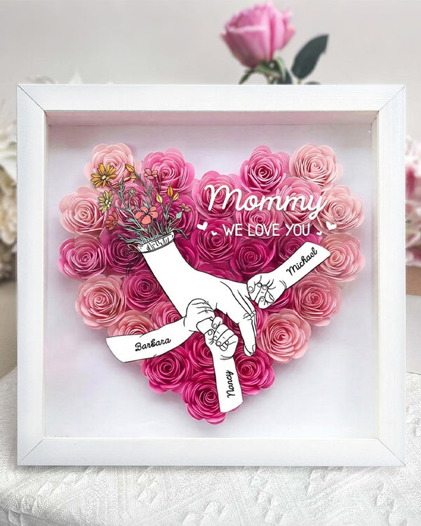 Curvvvy® Personalized 'We Love You Mom' 3D Rose Floral Shadow Box Frame