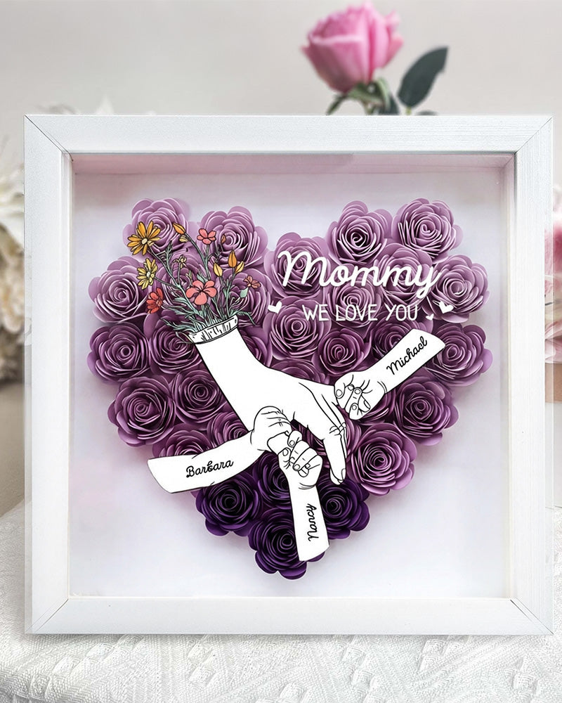 Curvvvy® Personalized 'We Love You Mom' 3D Rose Floral Shadow Box Frame
