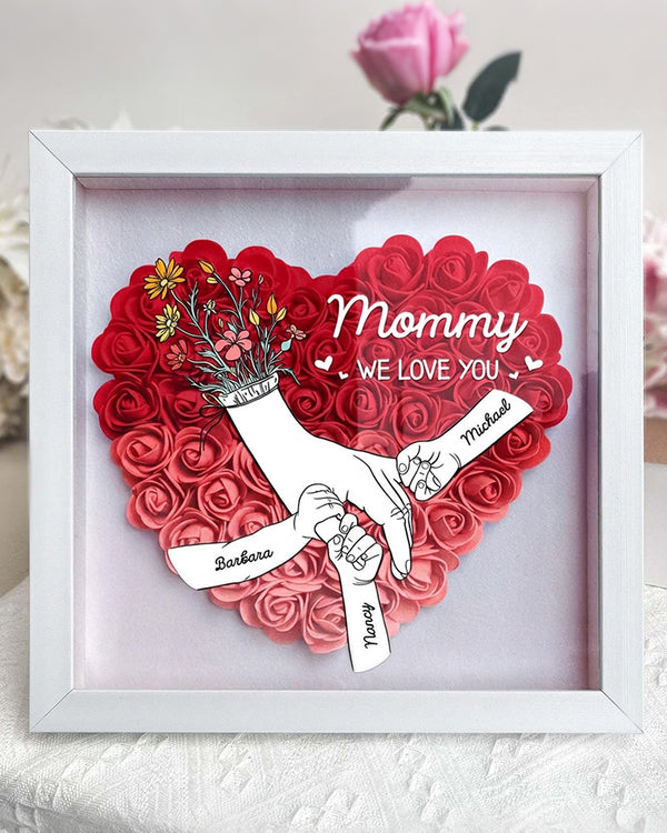 Curvvvy® Personalized 'We Love You Mom' 3D Rose Floral Shadow Box Frame