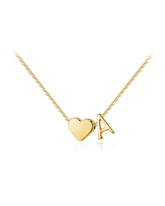 Curvvvy® Personalized Heart & Initial Pendant Necklace in Gold