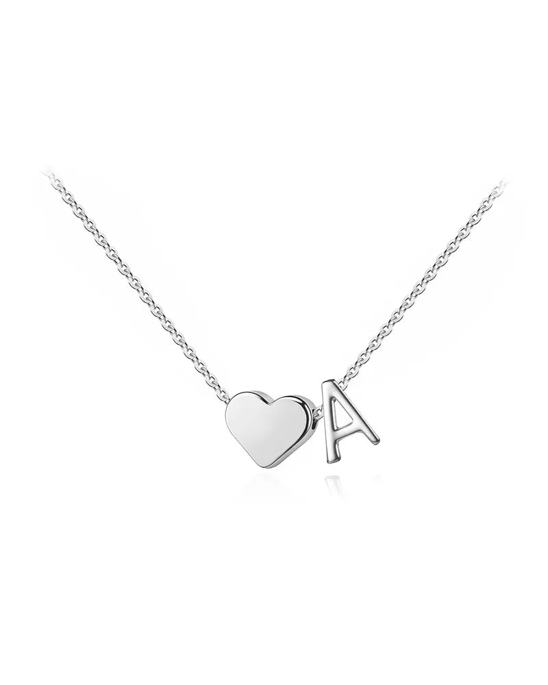 Curvvvy® Personalized Heart & Initial Pendant Necklace in Gold