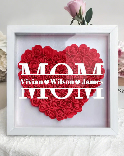Curvvvy® Personalized 'MOM' Wooden Photo Frame – Rose Gift Box