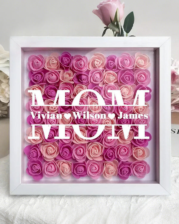 Curvvvy® Personalized 'MOM' Wooden Photo Frame – Rose Gift Box