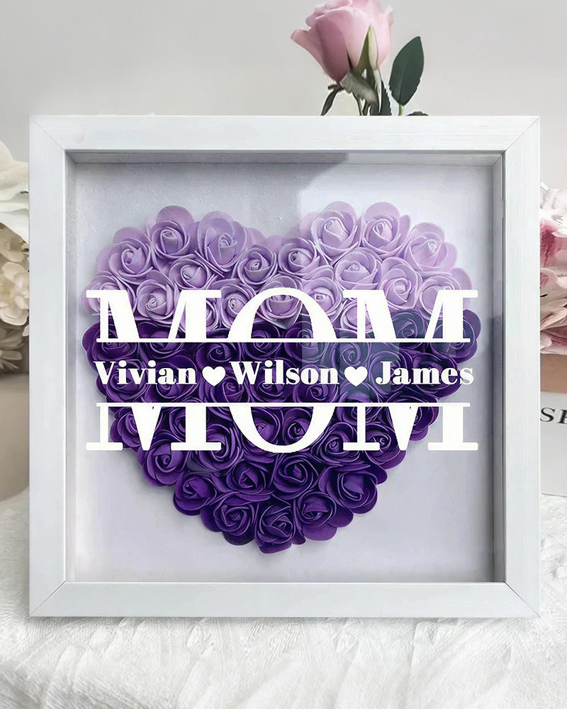 Curvvvy® Personalized 'MOM' Wooden Photo Frame – Rose Gift Box