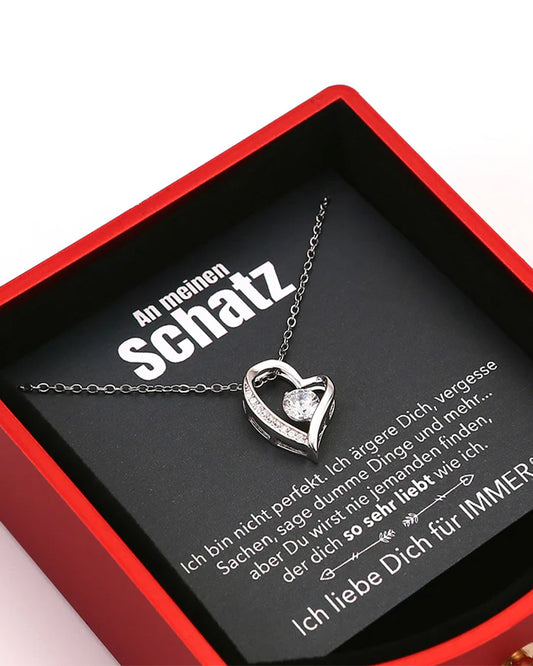 Curvvvy® Sparkling Heart Necklace & Rotating Rose Box-For My Wife