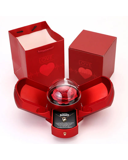 Curvvvy® Sparkling Heart Necklace & Rotating Rose Box-For My Wife