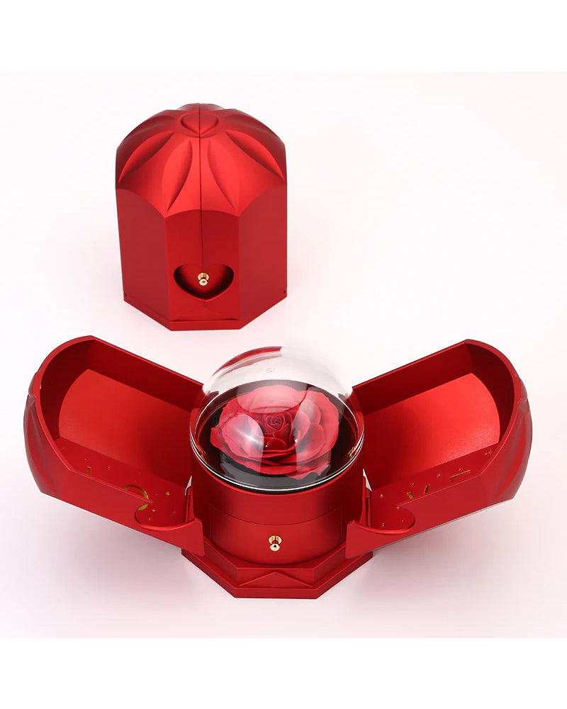 Curvvvy® Sparkling Heart Necklace & Rotating Rose Box-For My Wife