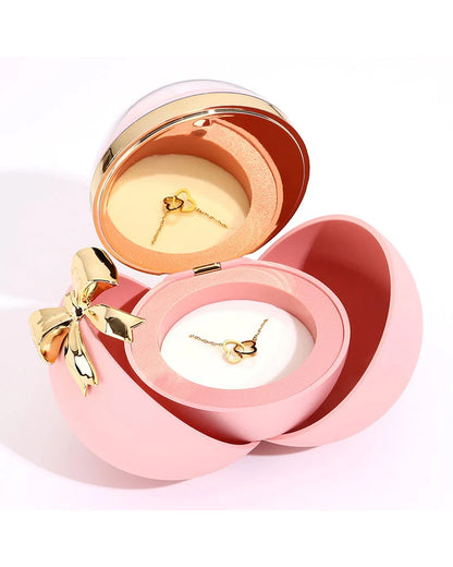 Curvvvy® Round Rose Box - With Engraved Double Heart Necklace