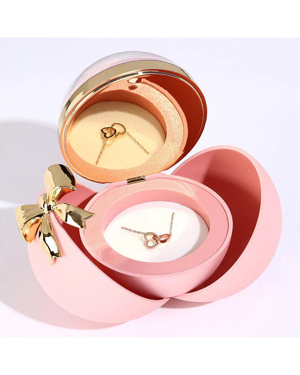 Curvvvy® Round Rose Box - With Engraved Double Heart Necklace