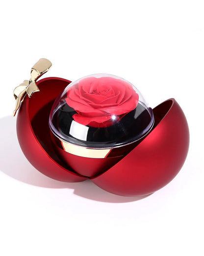 Curvvvy® Round Rose Box - With Engraved Double Heart Necklace