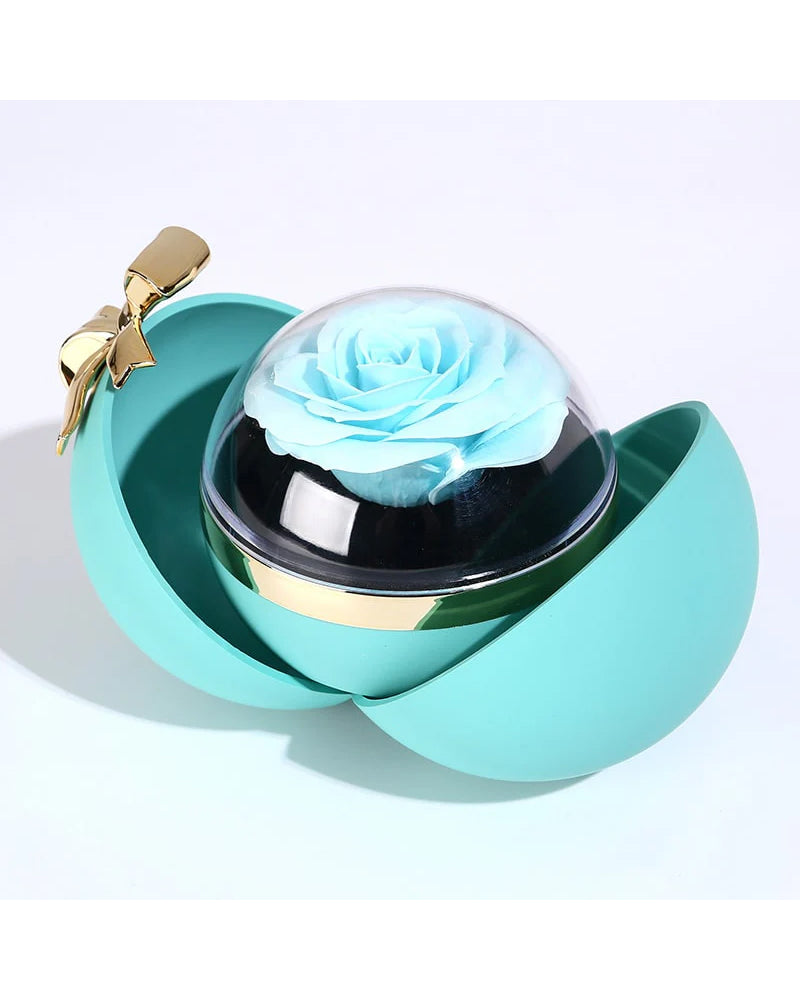 Curvvvy® Round Rose Box - With Engraved Double Heart Necklace