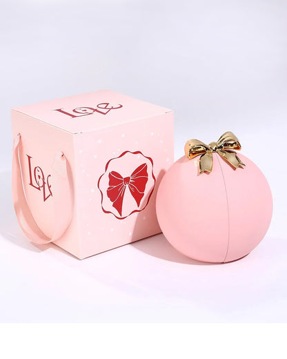 Curvvvy® Round Rose Box - With Engraved Double Heart Necklace