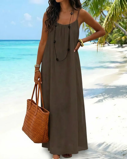 Curvvvy® CozyWear –  Solid Color Backless Cami Dress