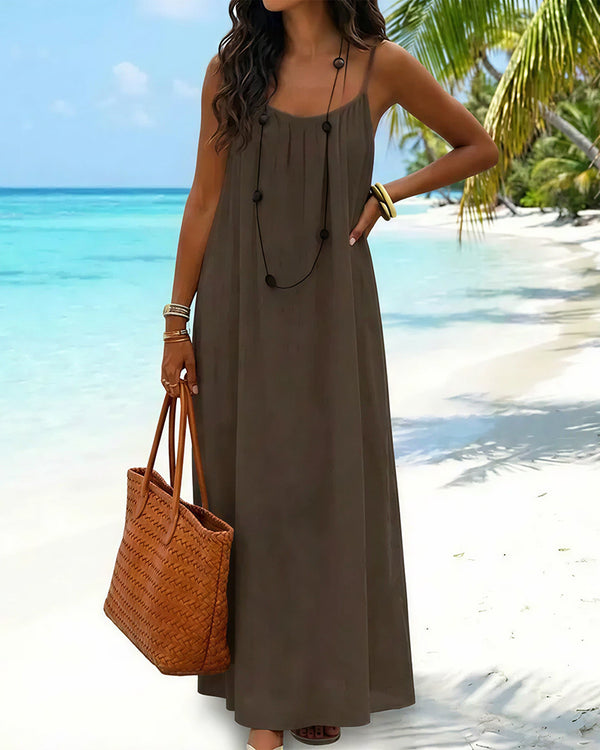 Curvvvy® CozyWear –  Solid Color Backless Cami Dress