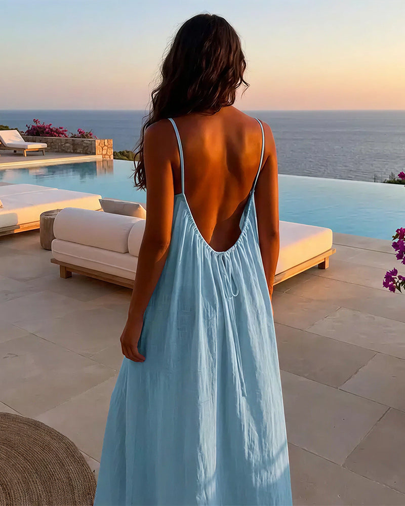 Curvvvy® CozyWear –  Solid Color Backless Cami Dress