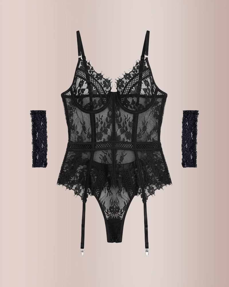 Lingerie Lace Corset  Garter Lingerie Sets Curvvvy-US