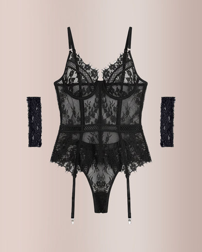 Lingerie Lace Corset  Garter Lingerie Sets Curvvvy-US