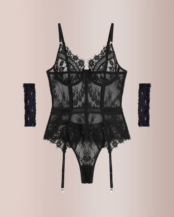Lingerie Lace Corset  Garter Lingerie Sets Curvvvy-US