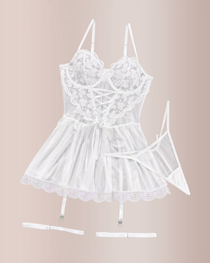 Lace Underwire Suspender Sheer Dresses Curvvvy-US