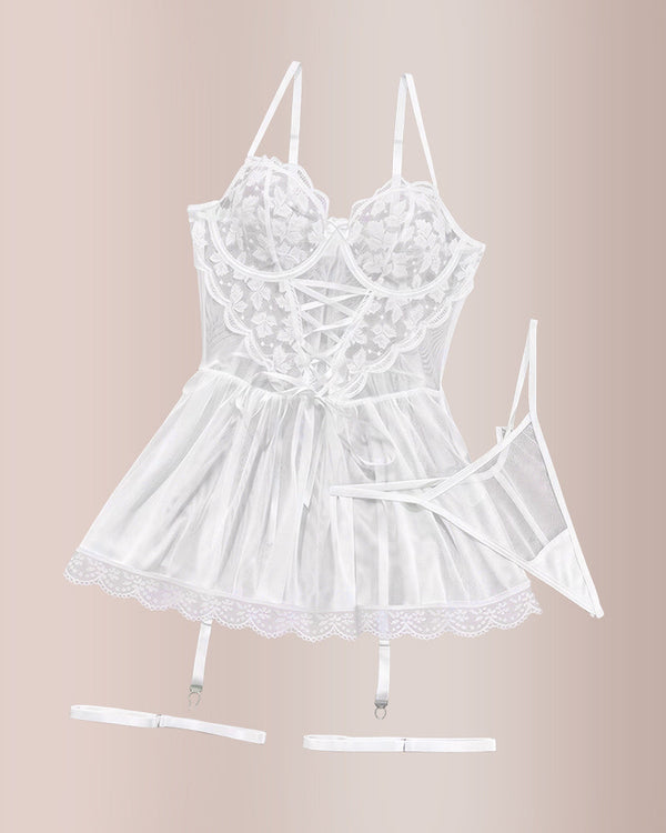 Lace Underwire Suspender Sheer Dresses Curvvvy-US