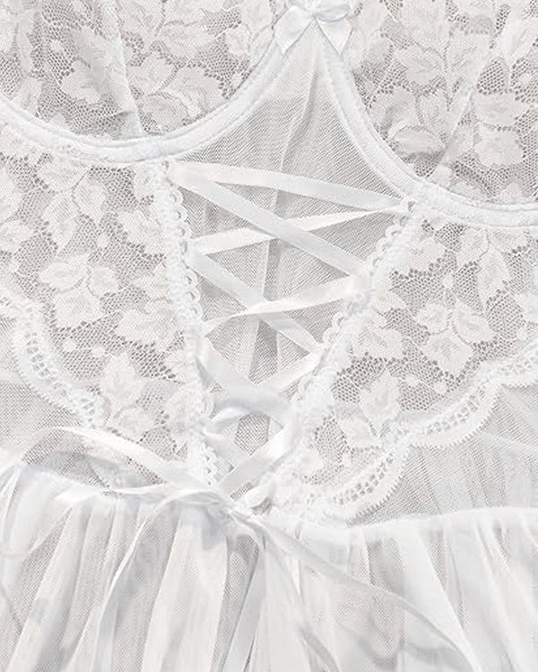 Lace Underwire Suspender Sheer Dresses Curvvvy-US