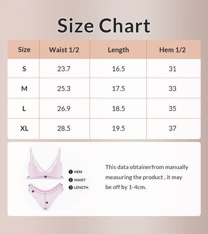 Curvvvy® Women's Lace Trim Wirefree Lightweight Underwear Set