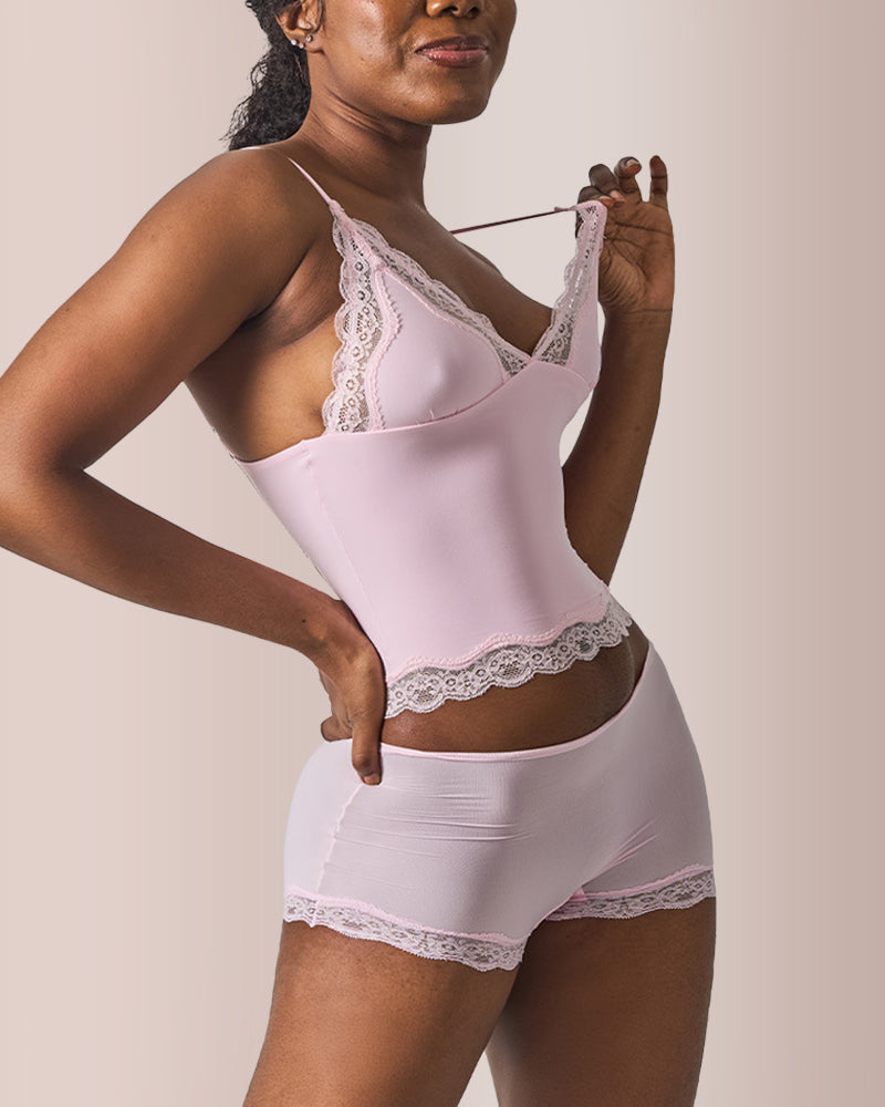 Curvvvy® Women's Lace Trim Wirefree Lightweight Underwear Set