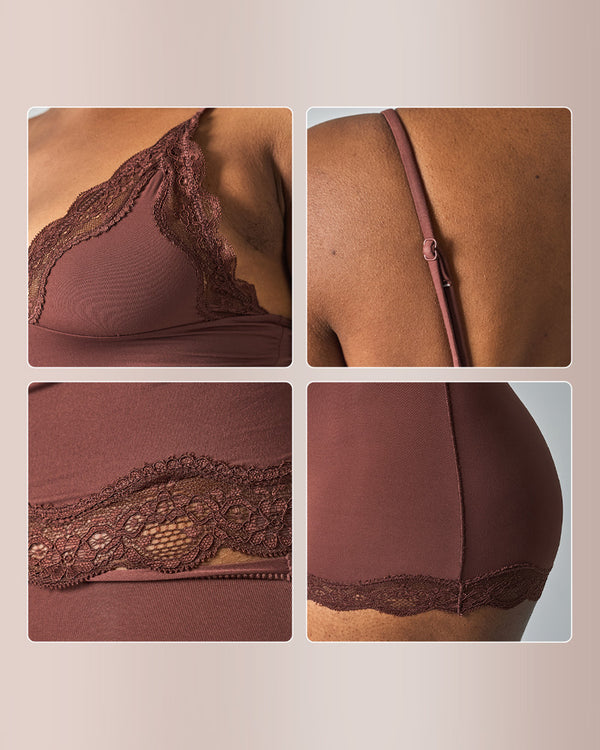 Curvvvy® Women's Lace Trim Wirefree Lightweight Underwear Set