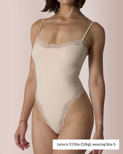 Curvvvy® Women’s Lace Trim Spaghetti Strap Bodysuit