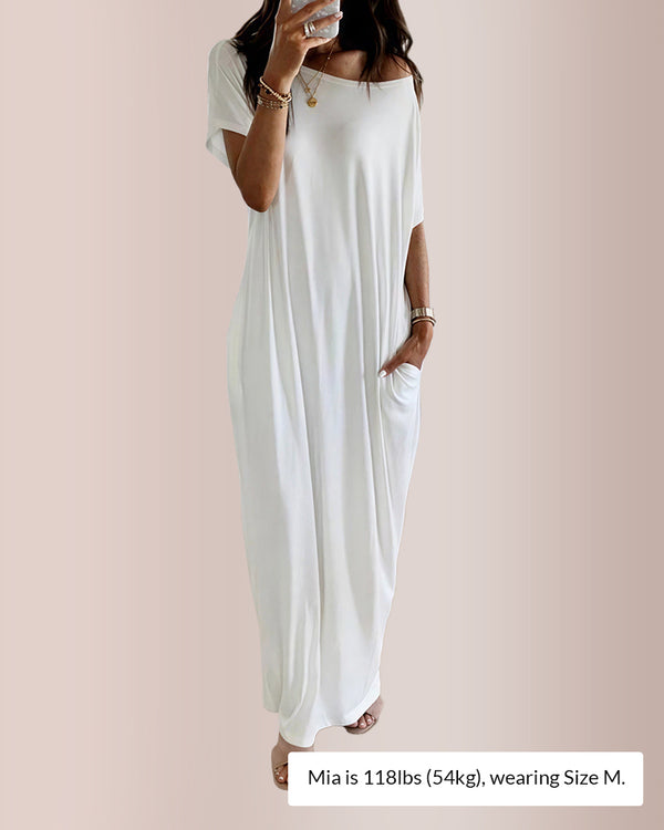 Curvvvy® Solid Batwing Sleeve Lounge Dress