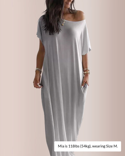 Curvvvy® Solid Batwing Sleeve Lounge Dress
