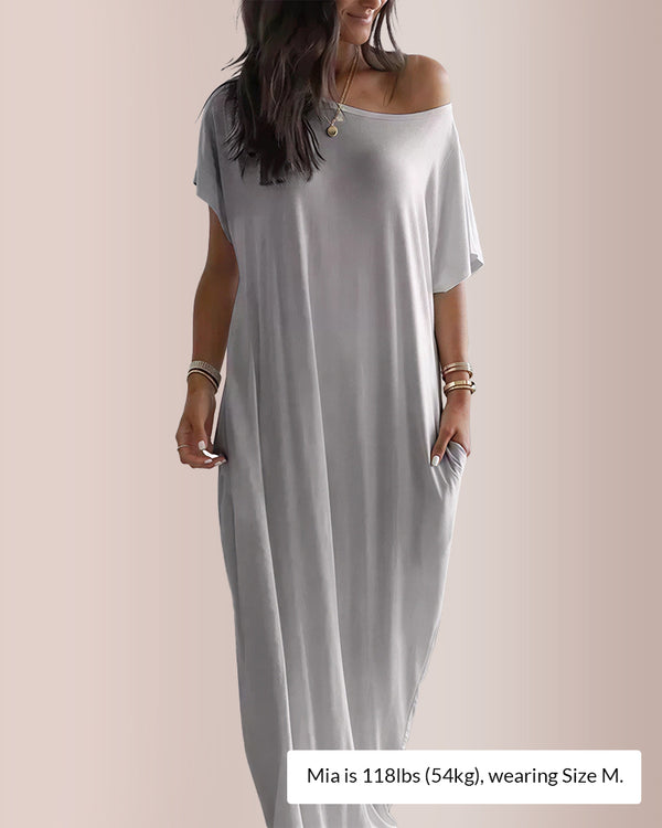 Curvvvy® Solid Batwing Sleeve Lounge Dress