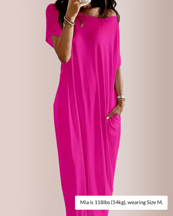 Curvvvy® Solid Batwing Sleeve Lounge Dress