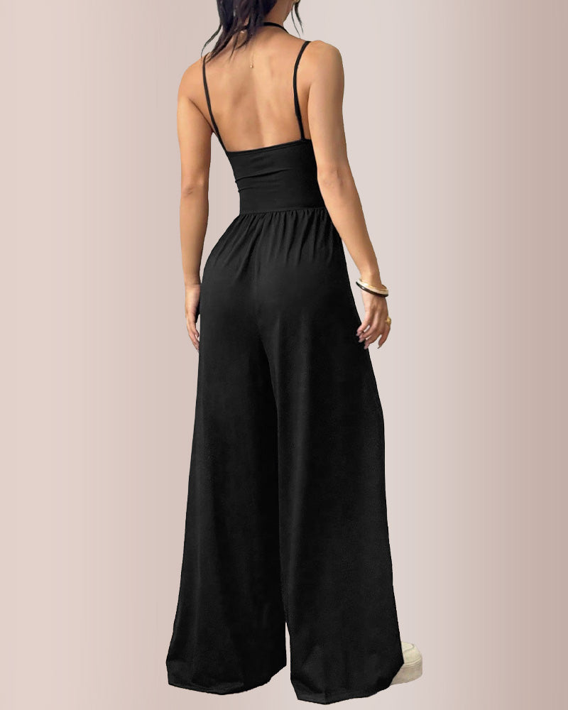 Curvvvy® Women's Sleeveless Halter Jumpsuit