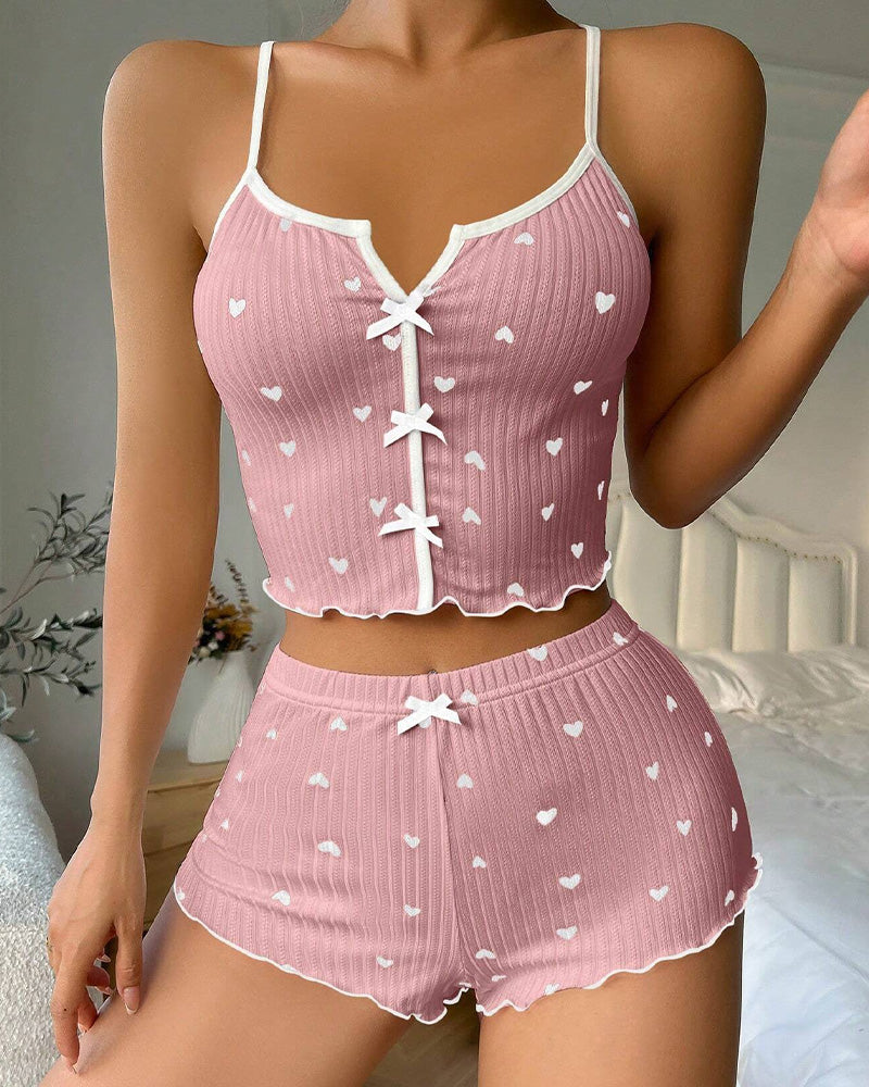 Curvvvy® Sexy Bow-Tie Camisole Shorts Pajama Set - Loungewear