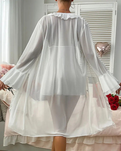 Curvvvy® Deep-V Lace Nightgown & Matching Robe Set