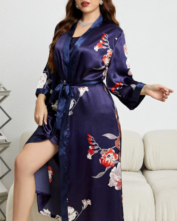 Curvvvy® Women's Plus Size Stylish Arc Design Satin Robe